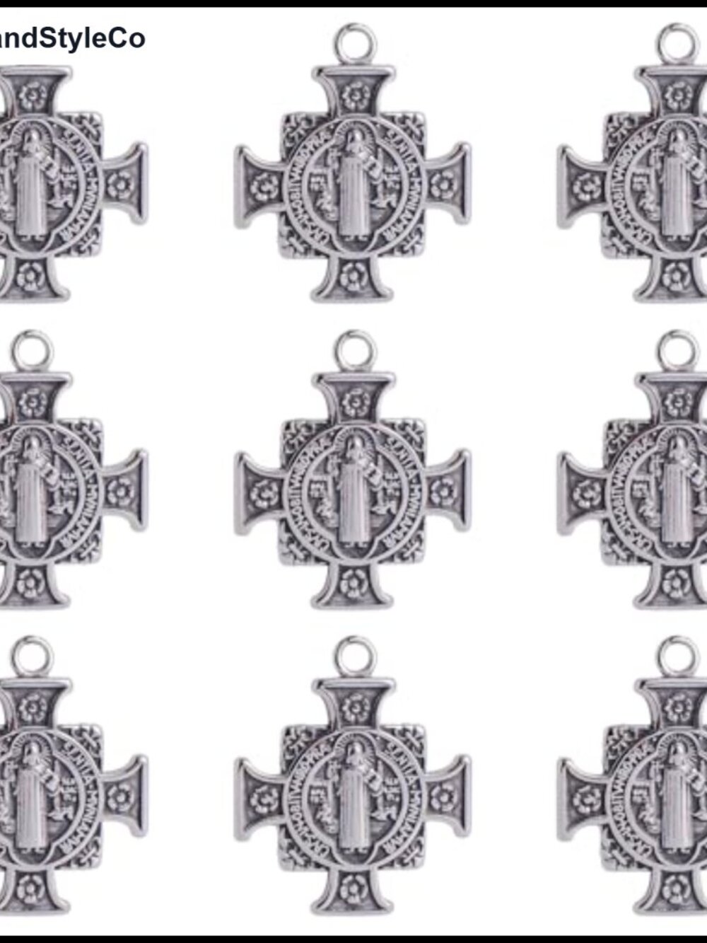 6x St Benedict Medallion Charm Set Alloy Catholic Religious Pendant Necklace
